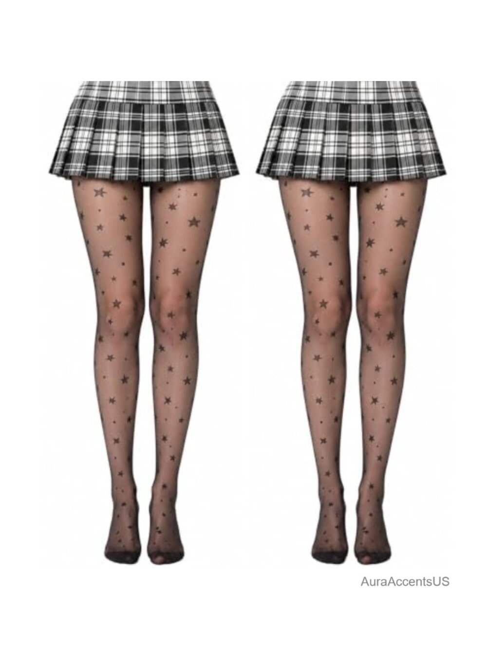 Nylon Star Patterned Tights for Women 2 Pack Lightweight Sheer